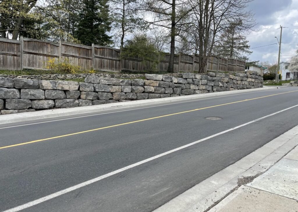Armourstone retaining wall