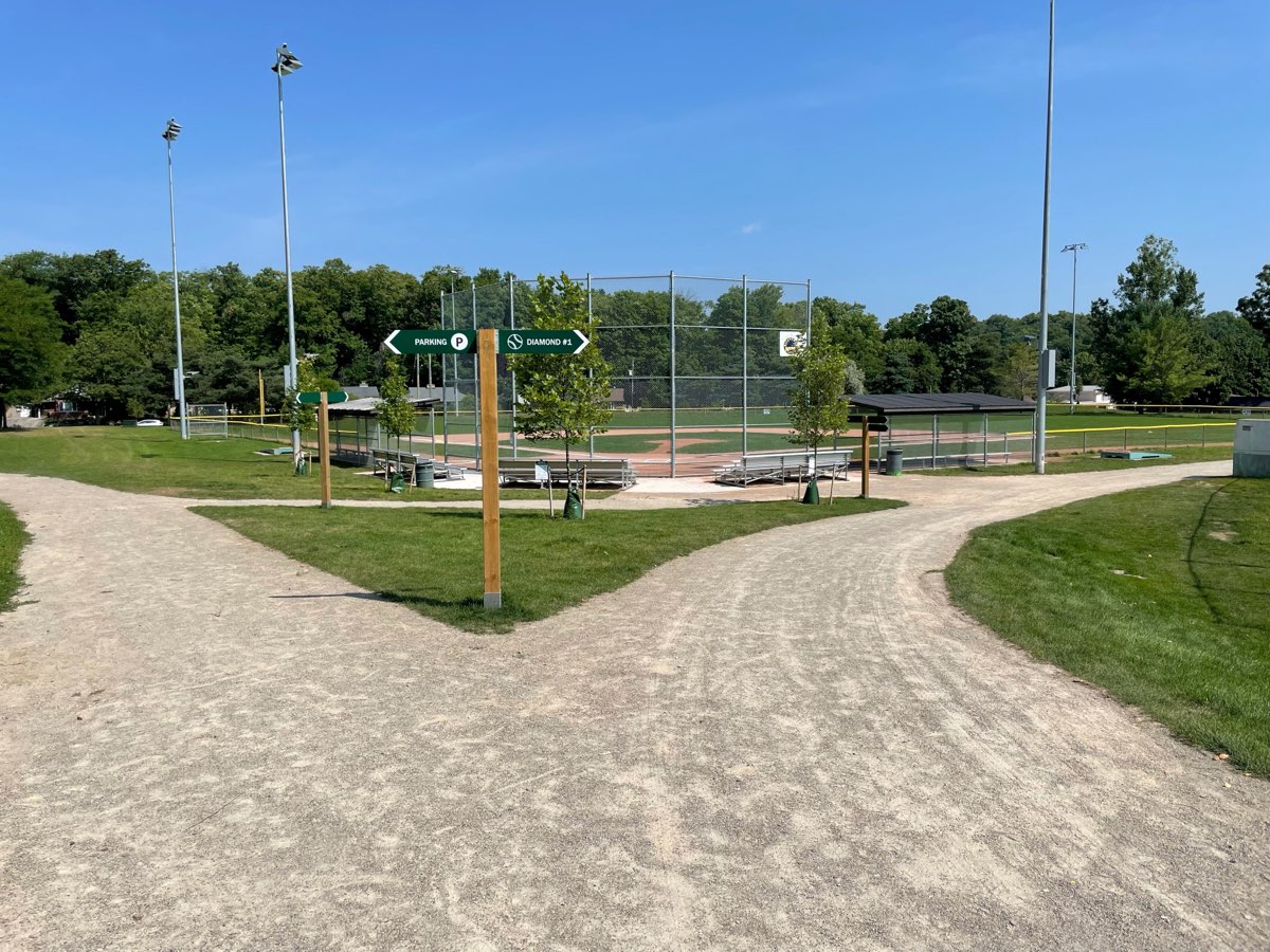 Breithaupt Park Baseball Diamond with paths and signage completed